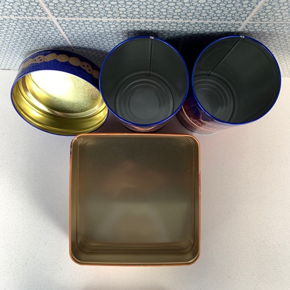 [Free If You Bundle $15+] Lot Of (4) *Empty* Cookie Tins With Lids For Repurpose - Picture 3 of 4